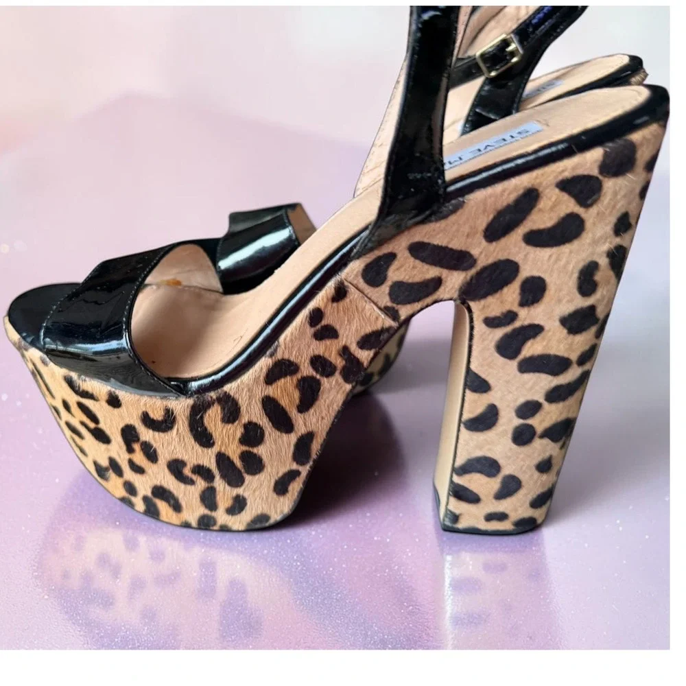 Steve Madden - Shazzam Leopard Pony Hair Platform Sandals - Women's Size 10M
